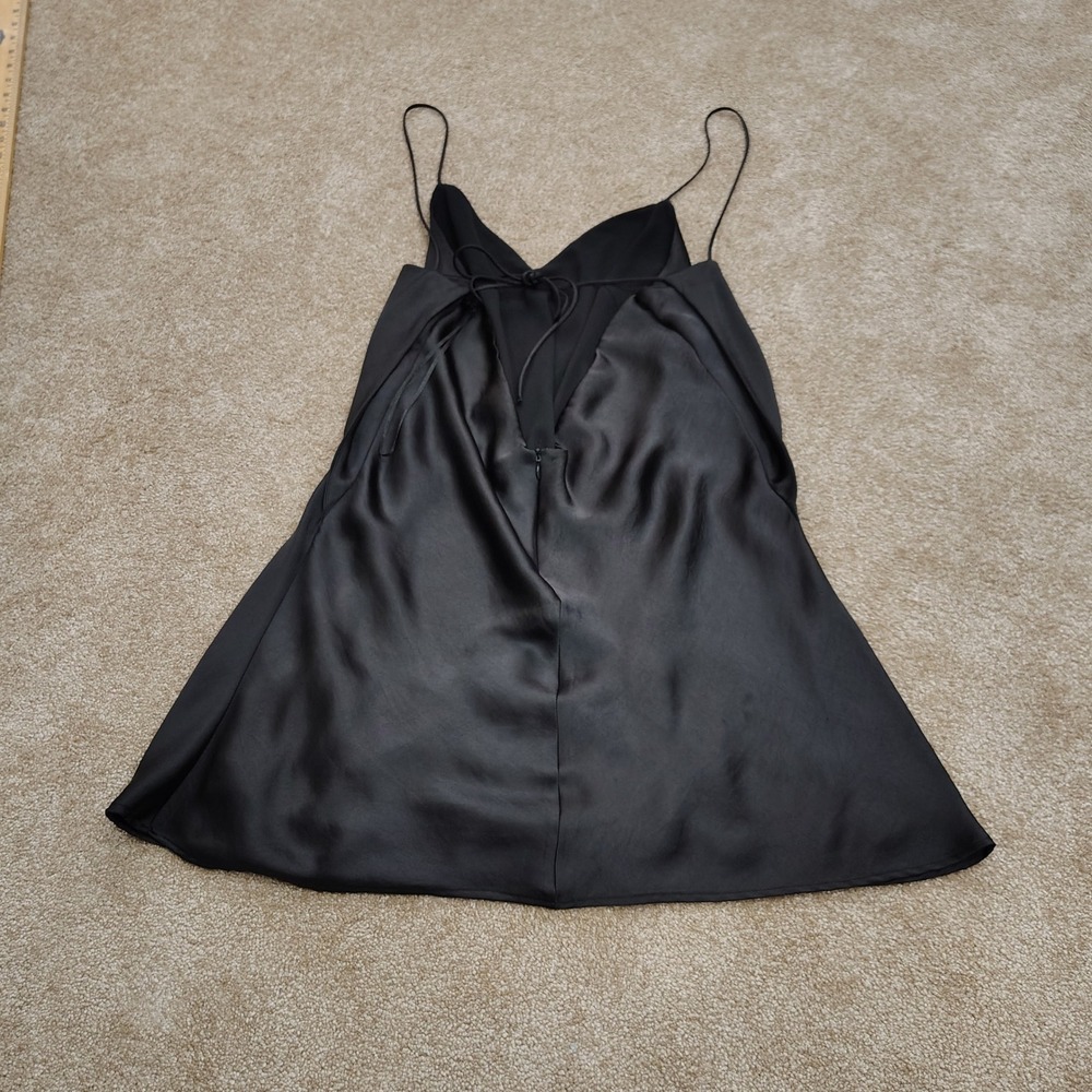 ZARA Mini Dress Womens LG Black Lined Satin Slip Mini Dress GOING OUT - Picture 3 of 7